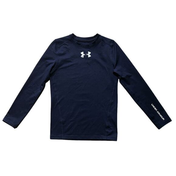 Under Armour ColdGear Fitted Long Sleeve Blue Athletic Shirt Boy's XS - Picture 1 of 6